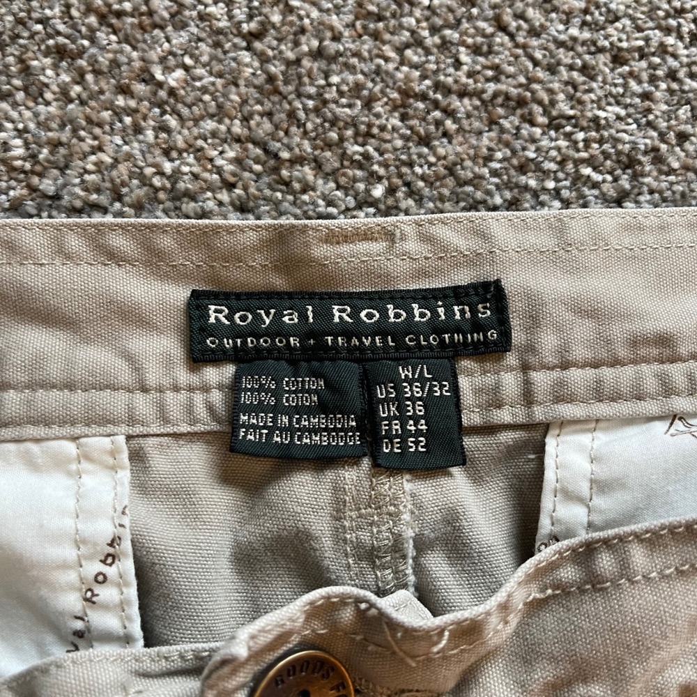 Mens Royal Robbins Outdoor Travel Pants 36x30 Khaki Tan Excellent Utility Canvas - Picture 3 of 7